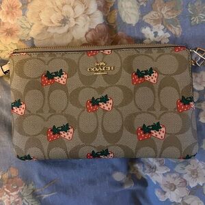 Authentic coach strawberry wristlet